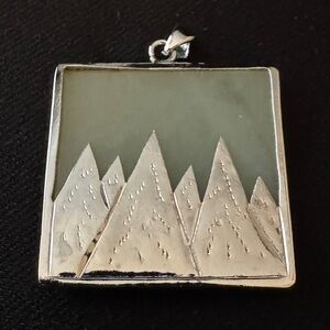 Vintage Jade & Silver Toned Pendant